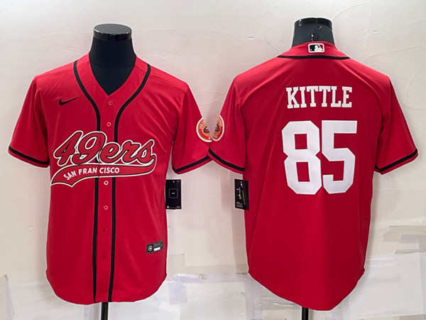 Men's San Francisco 49ers #85 George Kittle Red Cool Base Stitched Baseball Jersey